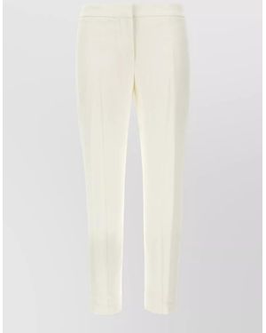 McQueen Crepe Tailored Pants Front Crease Back Pocket - White