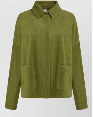 FURLING BY GIANI Suede Single Breasted Coat - Green