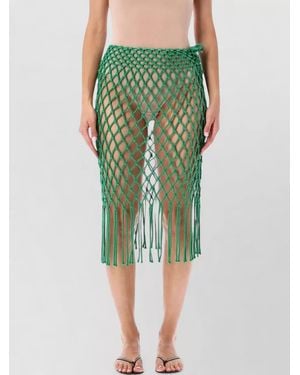 Frankie Shop Tropea Macrame Beach Skirt High Waist - Green