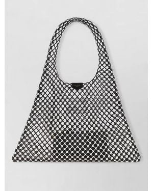 Alaïa Leather Two Tone Mesh Tote Bag - Grey