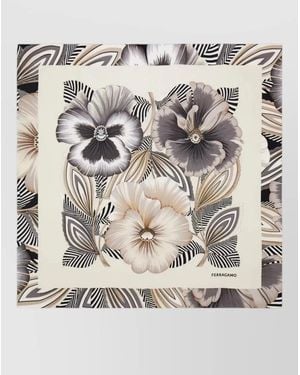 Ferragamo Silk Print Scarf - Grey