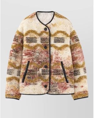 Isabel Marant Umala Long Sleeve Textured Patterned Coat - Natural