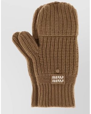 Miu Miu Cashmere Virgin Wool Gloves - Brown
