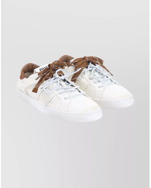 Miu Miu Calf Leather Lace-Up Sneakers - White