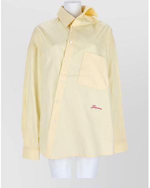 Jacquemus Asymmetric Cotton Long-Sleeve Shirt - Natural
