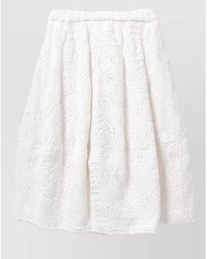 Comme des Garçons Cotton Midi Skirt Floral Lace Texture - White