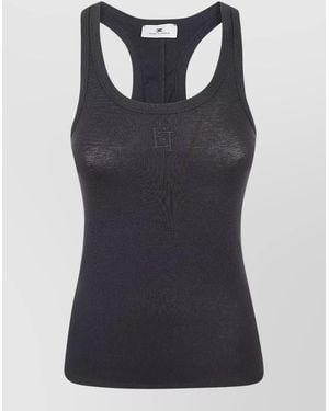 Elisabetta Franchi Ribbed Jersey Racerback Tank Top - Blue