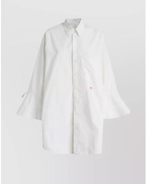 Palm Angels Cotton Shirt Midi Dress - White