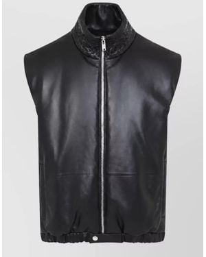 Bottega Veneta Lambskin Padded Funnel Neck Vest - Black