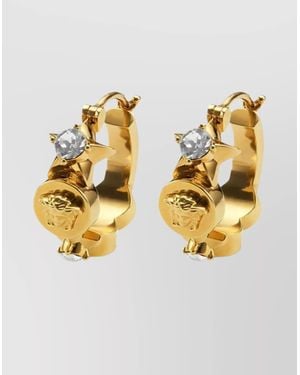 Versace Hoop Earrings Featuring Strass Embellishments - Metallic
