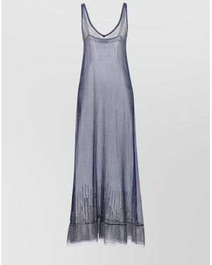 Rabanne Sheer Fabric Studded Mesh Dress - Purple