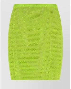 Santa Brands Rhinestone Embellished High-Waisted Netted Skirt - Green