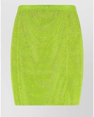 Santa Brands Rhinestone Netted Fitted Skirt - Green