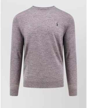 Polo Ralph Lauren Wool Ribbed Slim-Fit Crew-Neck Jumper - Purple