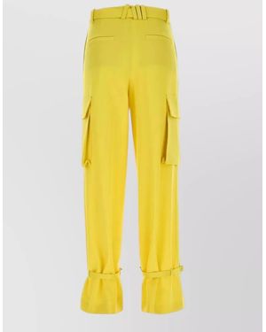 The Attico Wool Cargo Pants Belt Loops Back Pockets - Yellow