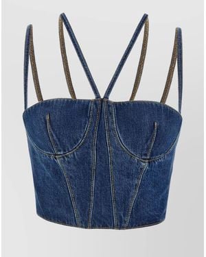 Nensi Dojaka Double Straps Corset With Exposed Stitching - Blue