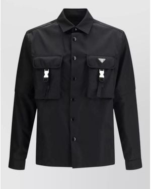 Prada Recycled Nylon Oversized Shirt Jacket - Black