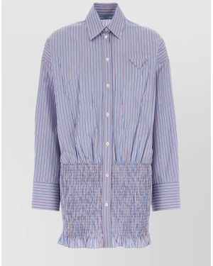 Prada Embroidered Cotton Shirt - Purple