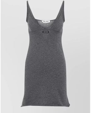 Miu Miu Spaghetti Strap V-Neckline Dress Design - Gray