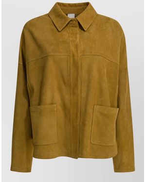 FURLING BY GIANI Suede Single Breasted Coat - Green