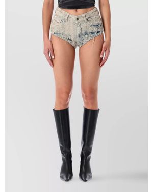 DIESEL Denim Houndstooth Short Shorts - White