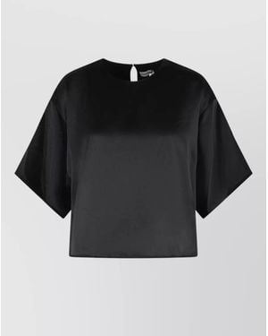 Jonathan Simkhai Acetate Blend Cropped Top Keyhole Back - Black
