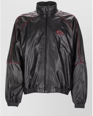 Balenciaga Leather Track Jacket - Black