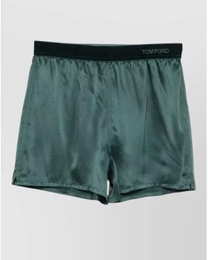 Tom Ford Silk Satin Printed Pajama Shorts - Green