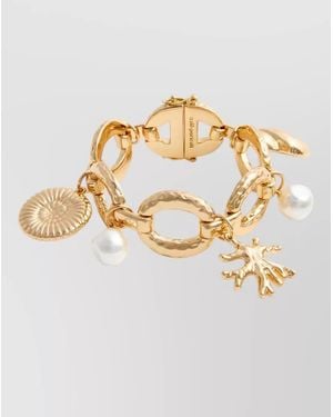 Self-Portrait Charm Bracelet Faux Pearls Tone Brass - Metallic
