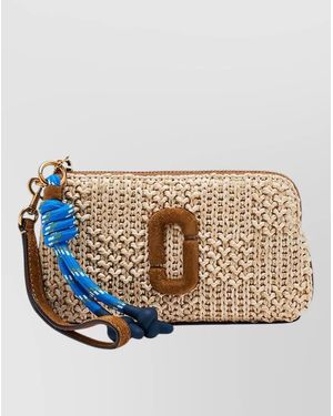 Marc Jacobs Wristlet Raffia Pouch Detachable Strap Lanyard - Metallic