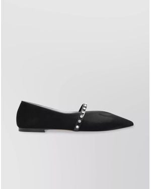 McQueen Pointed Toe Lace-Up Shoes With Studded Strap - Black