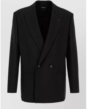 ZEGNA Wool Blend Blazer - Black