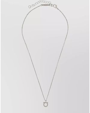 Ferragamo Necklace Gancini Pendant Adjustable Chain - White