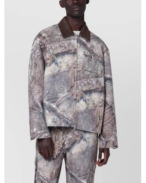 Represent Camouflage Single Breasted Coat - Grey