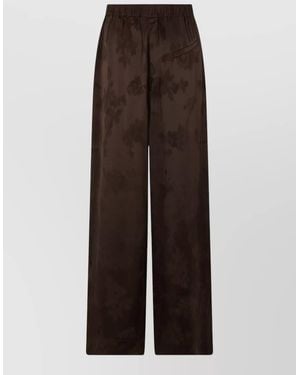 Ganni Satin Jacquard High-Rise Straight-Leg Pyjama Bottoms - Brown