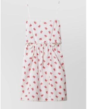 Miu Miu Floral Poppy Dress Lace Trim - Pink