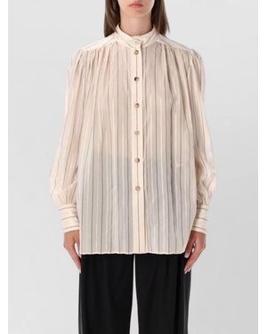 Chloé Stripe Shirt High Neck Long Sleeves - Natural