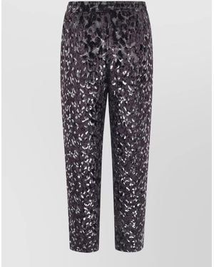 Pierre Louis Mascia Vepel Animal Print Cropped Velvet Trousers - Grey