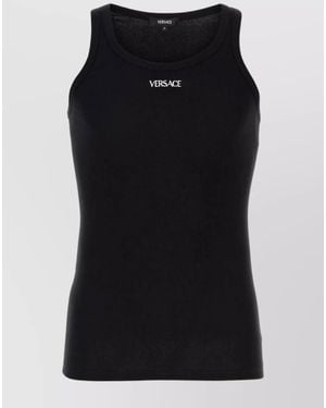 Versace Ribbed Cotton Tank Top - Black