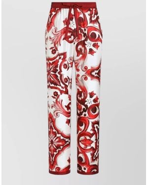 Dolce & Gabbana Majolica Print Twill Trousers Unique Design - Red