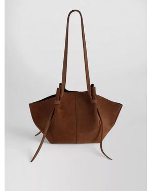 Yuzefi Mochi Suede Bucket Shoulder Bag - Brown