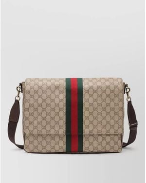 Gucci Medium Web Stripe Shoulder Bag - Gray