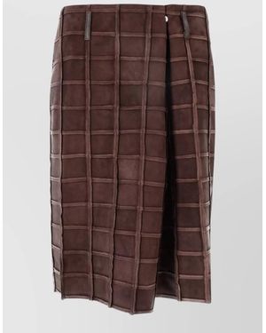 Niccolò Pasqualetti Suede Pleated Skirt - Brown