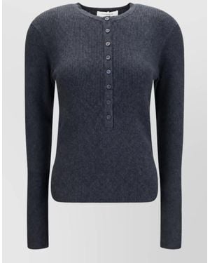 Lisa Yang Cashmere Ribbed Slim-Fit Henley Sweater - Blue