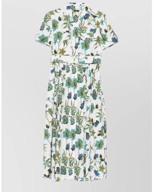 Fay Cotton Shirt Dress Belt And Pockets - Green