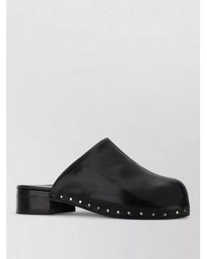 Our Legacy Leather Naoto Mules Block Heel Open Back - Black