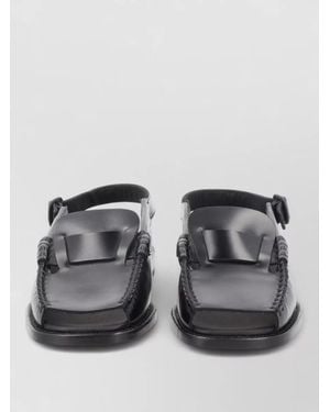 Hereu Sineu Leather Sandals Flat Sole Open Toe - Gray