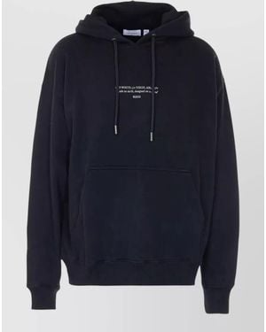 Off-White c/o Virgil Abloh Skate Cotton Hoodie Kangaroo Pocket Ribbed Hem - Blue