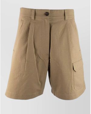 Miu Miu Tailored Shorts Belt Loops Side And Back Pockets - Natural