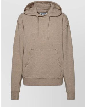Maison Margiela Cashmere Blend Jumper With Hood And Pocket - Natural